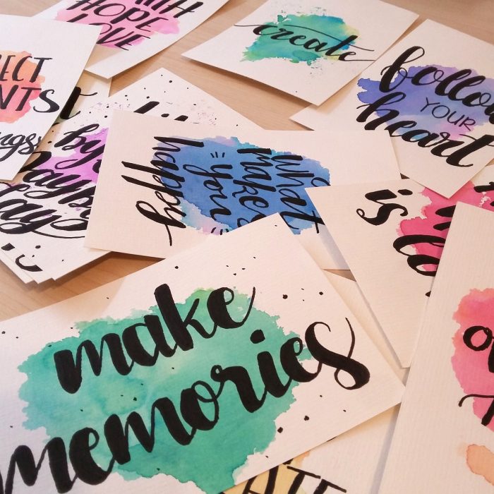 Aquarell-Karten mit Handlettering