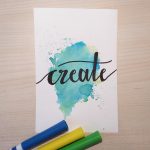 Aquarellkarte mit Handlettering "create"