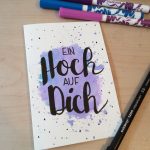 Aquarellkarte mit Handlettering "Ein Hoch auf dich"