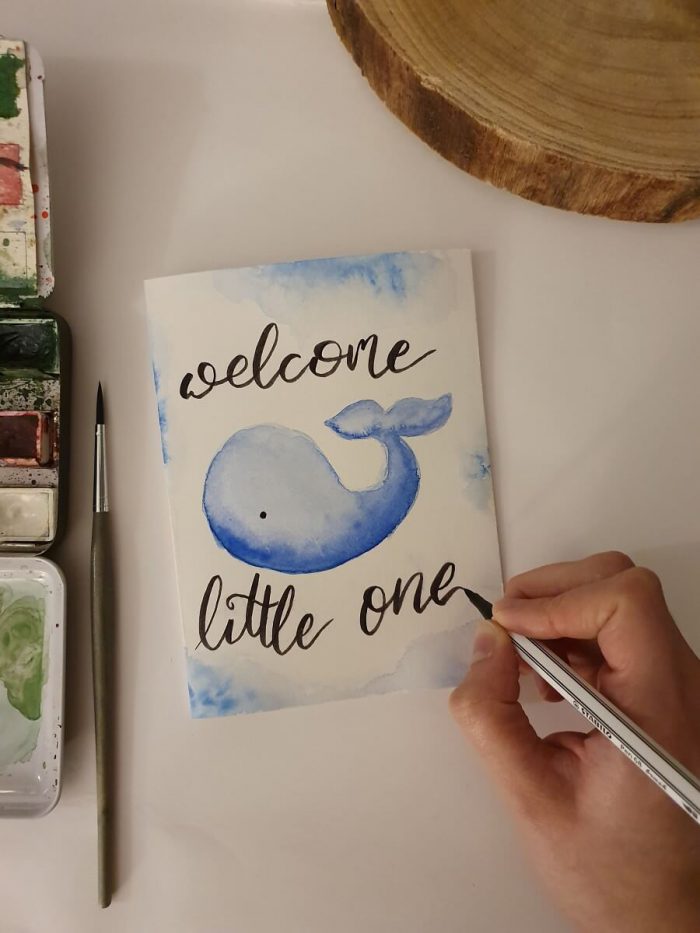 Aquarell Babykarte