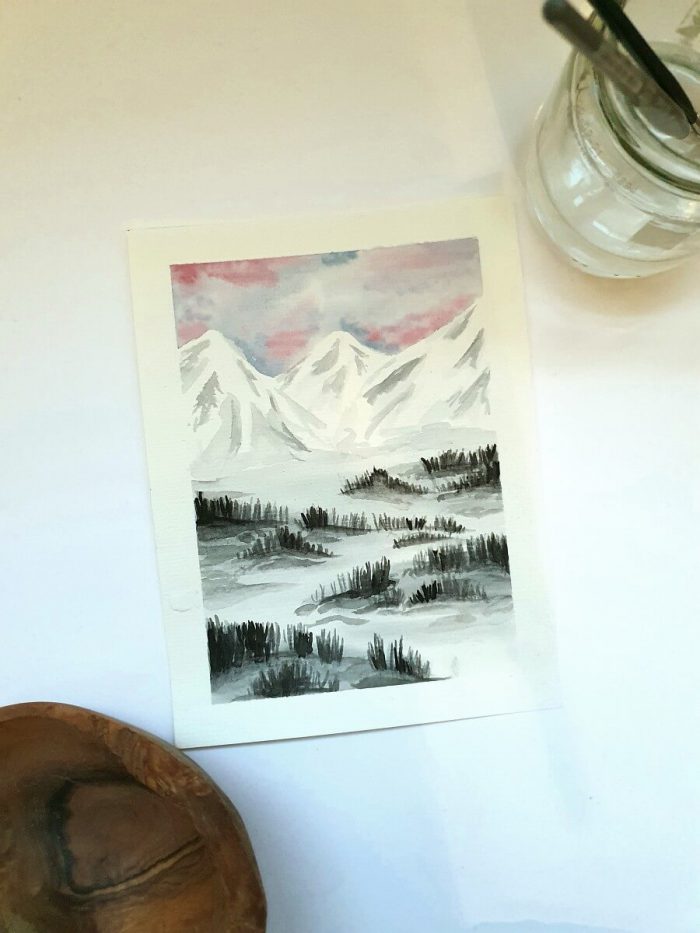 Aquarellbild Berglandschaft