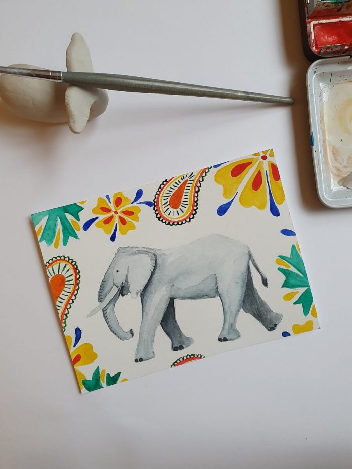Aquarellbild Elefant