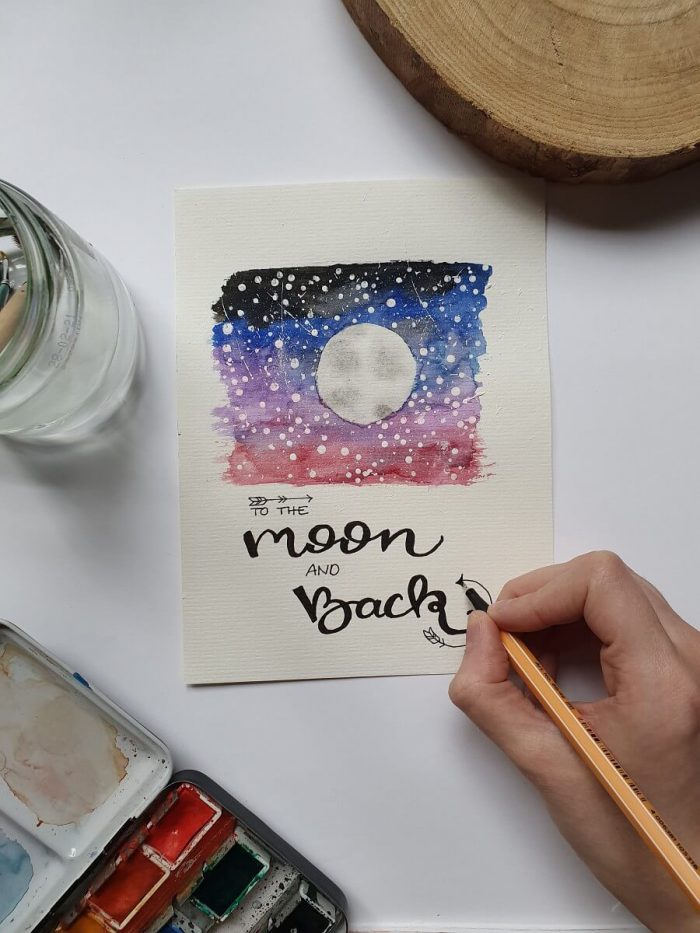 Aquarellbild Mond