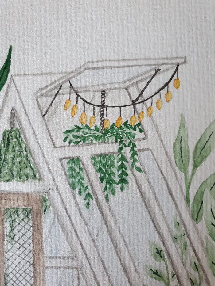 Watercolorhuis Gewächshaus Detail
